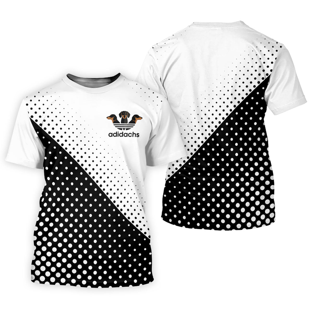 Adidachs Funny Dachshund White Golf Shirt, Men's Funny Golf Shirts, Polo Shirts For Men