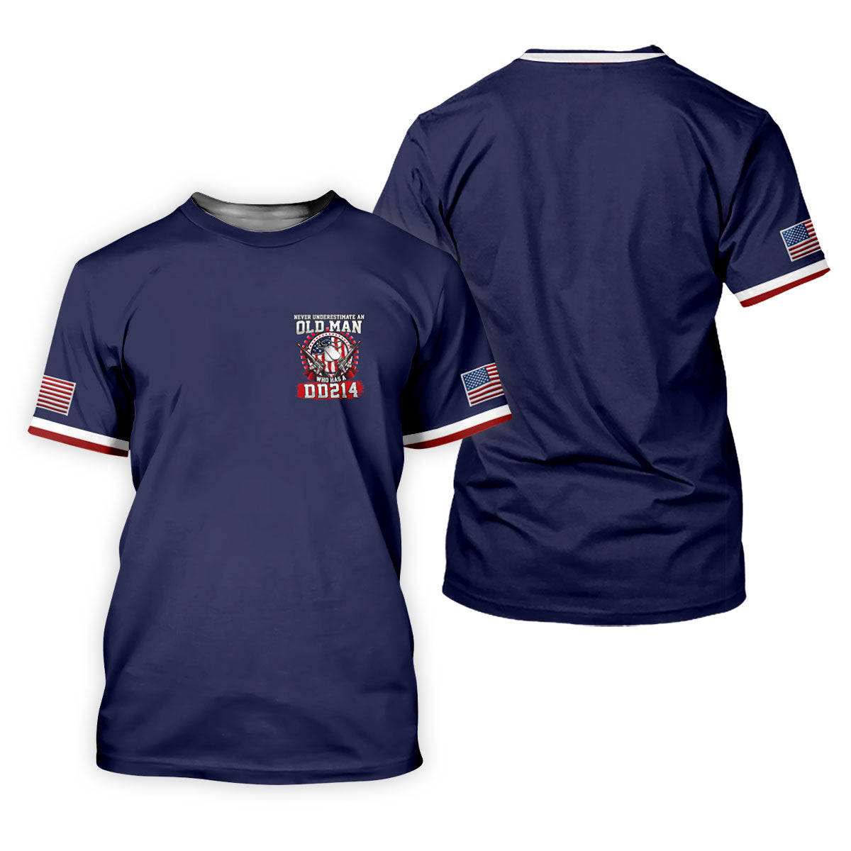 Never Underestimate An Old Man Who Was A DD214 Veterans Golf Shirts For Men, 250 Years Patriotic Golf Shirt