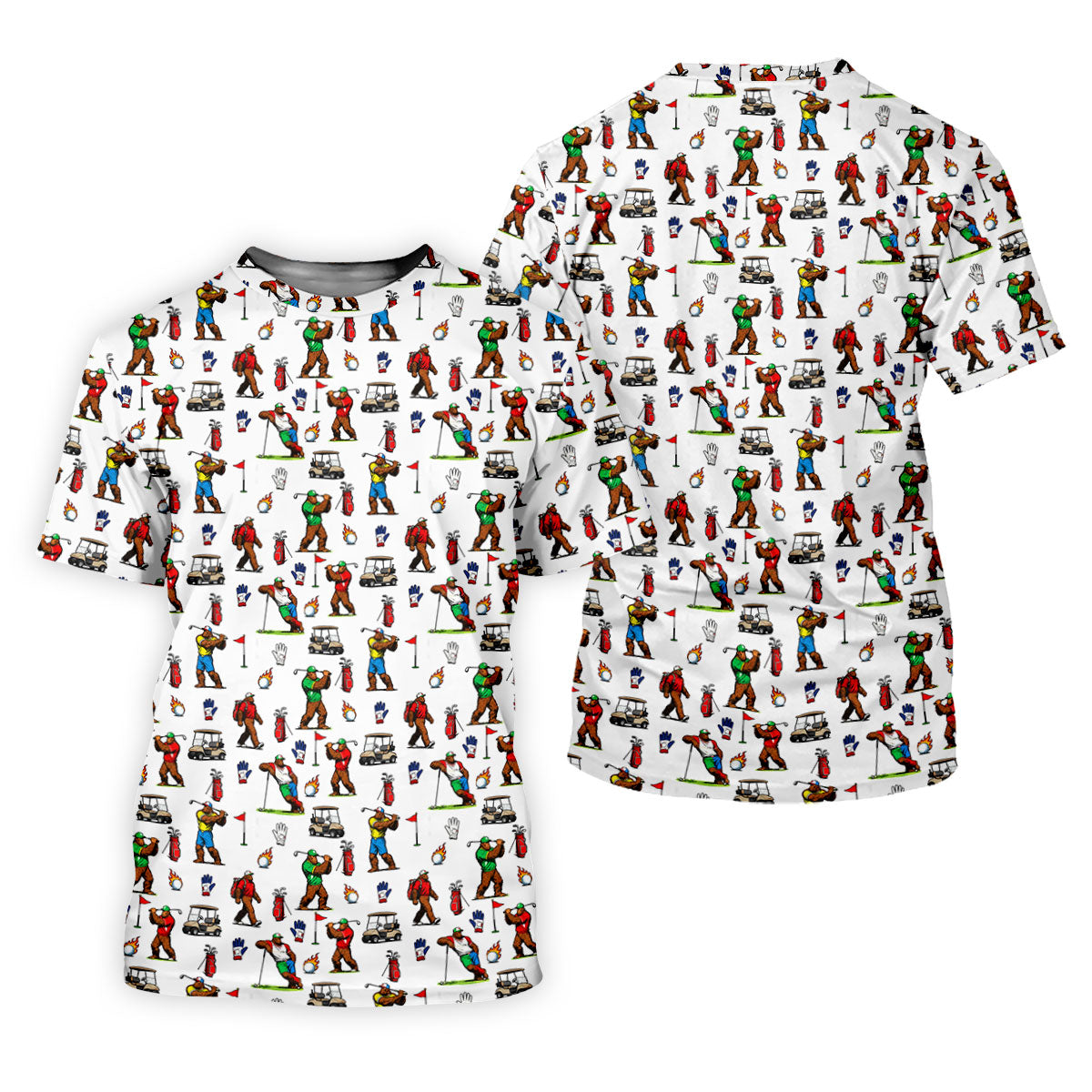 Bigfoot Golfer Pattern Women's Golf Tops, Golf Shirts For Women, Performance Golf Shirt