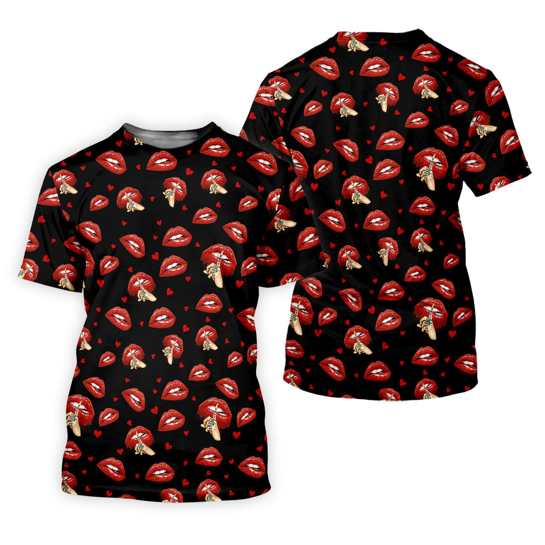 Sassy Red Lips Golf Shirt, Funny Valentine Pattern Design, Men's Golf Polo
