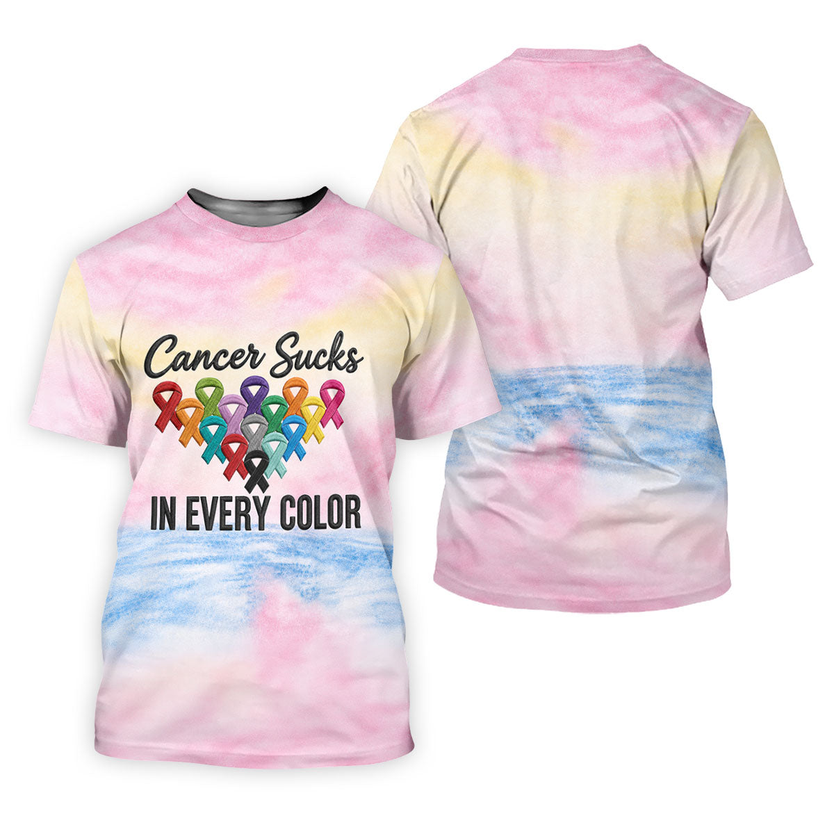 Cancer Sucks In Every Color Ribbon Polo Shirt, Ladies Golf Tops, Women’s Golf Polo
