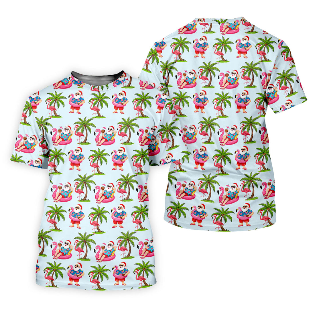 Flamingo Float Santa Christmas Golf Shirt, Women's Golf Tops, Hawaiian Golf Shirt, Golf Shirts For Women