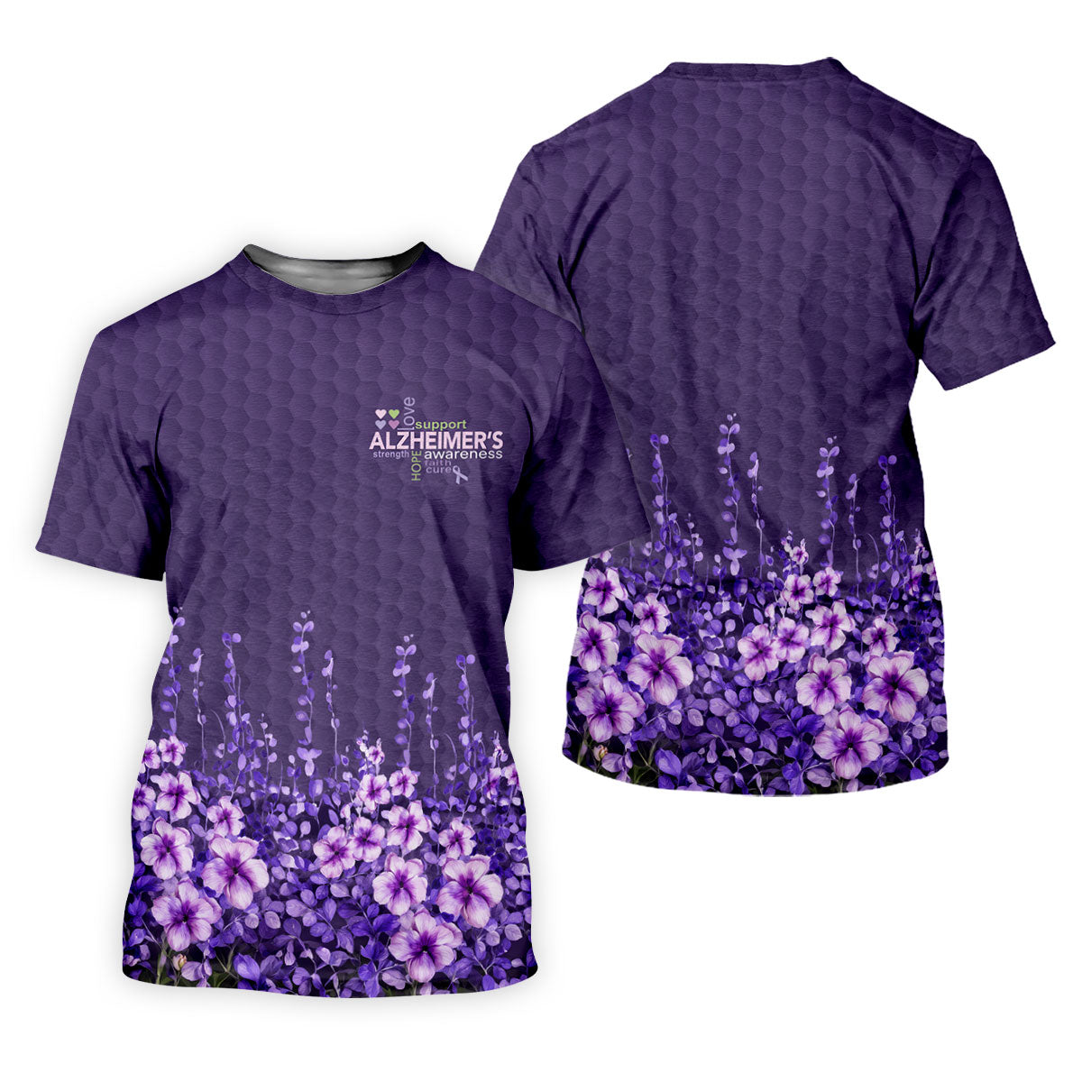 Purple Alzheimer's Awareness Floral Polo Shirt, Golf Polo Shirts For Men, Mens Golf Polo