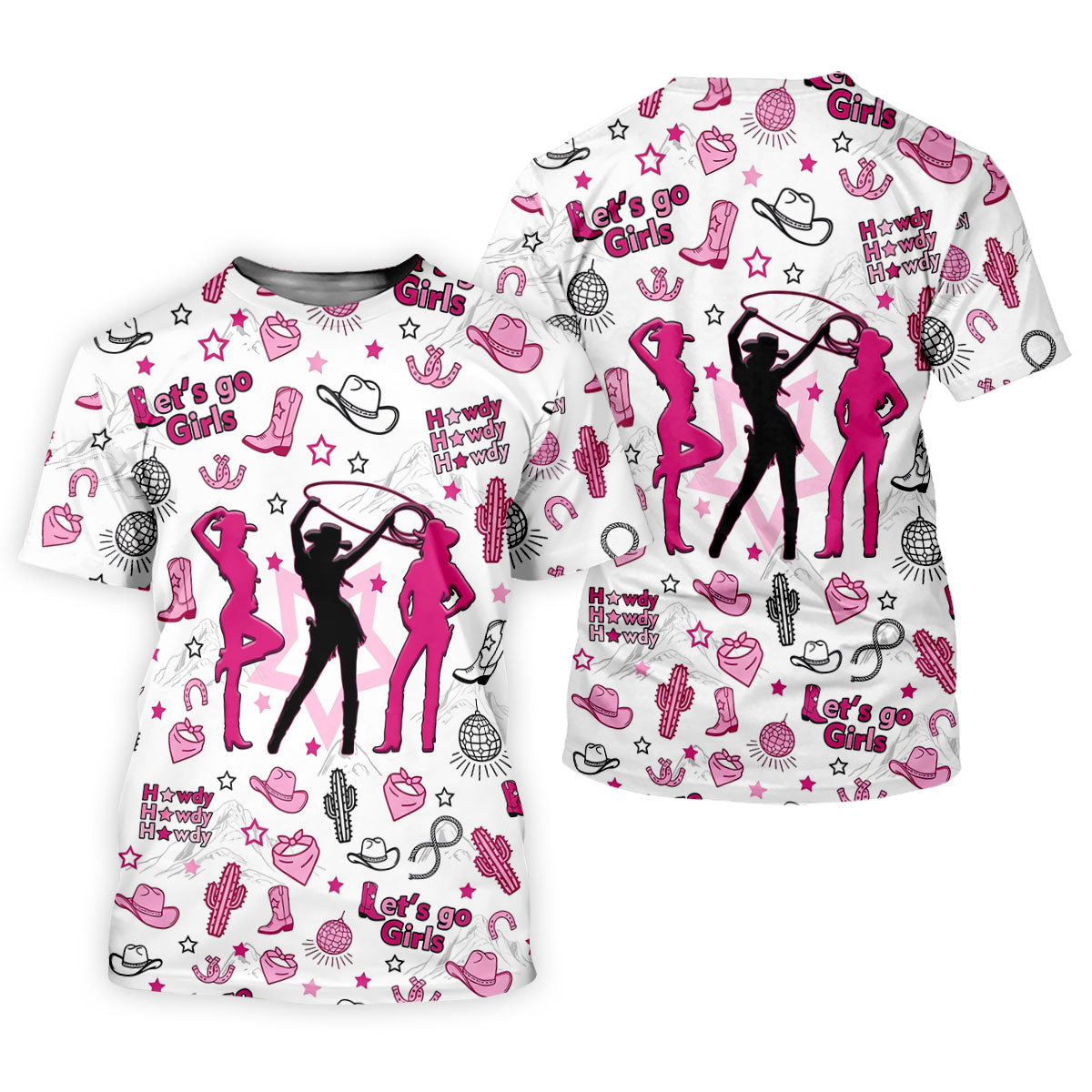 Pink Black Three Cowgirls Western Golf Polo Shirt, Mens Golf Polo, Golf Shirts For Men
