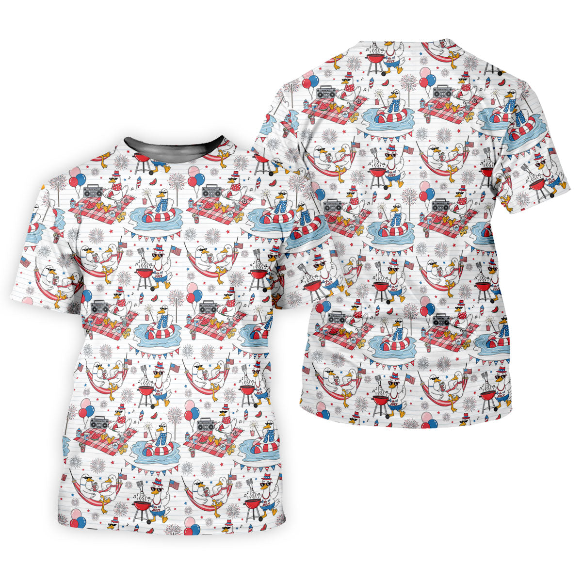 Funny Patriotic Duck Summer Party Polo Shirt, Mens Golf Polo, Golf Shirts For Men