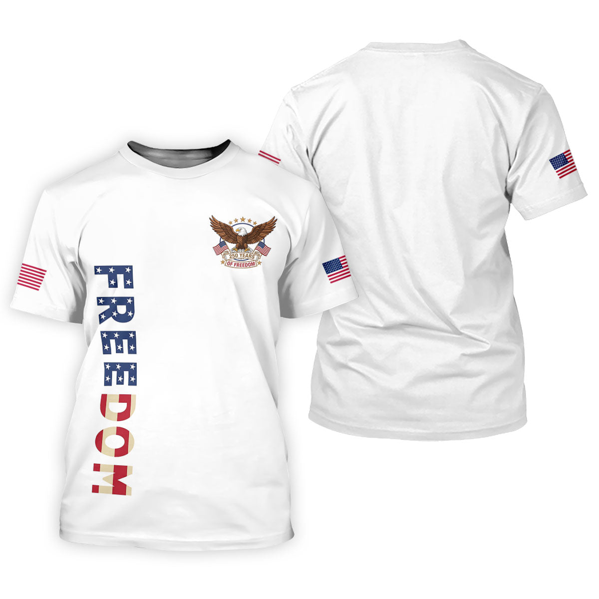 250 Years Of Freedom US Flag Logo White Golf Shirt, Patriotic 4th Of July Golf Shirt For Women