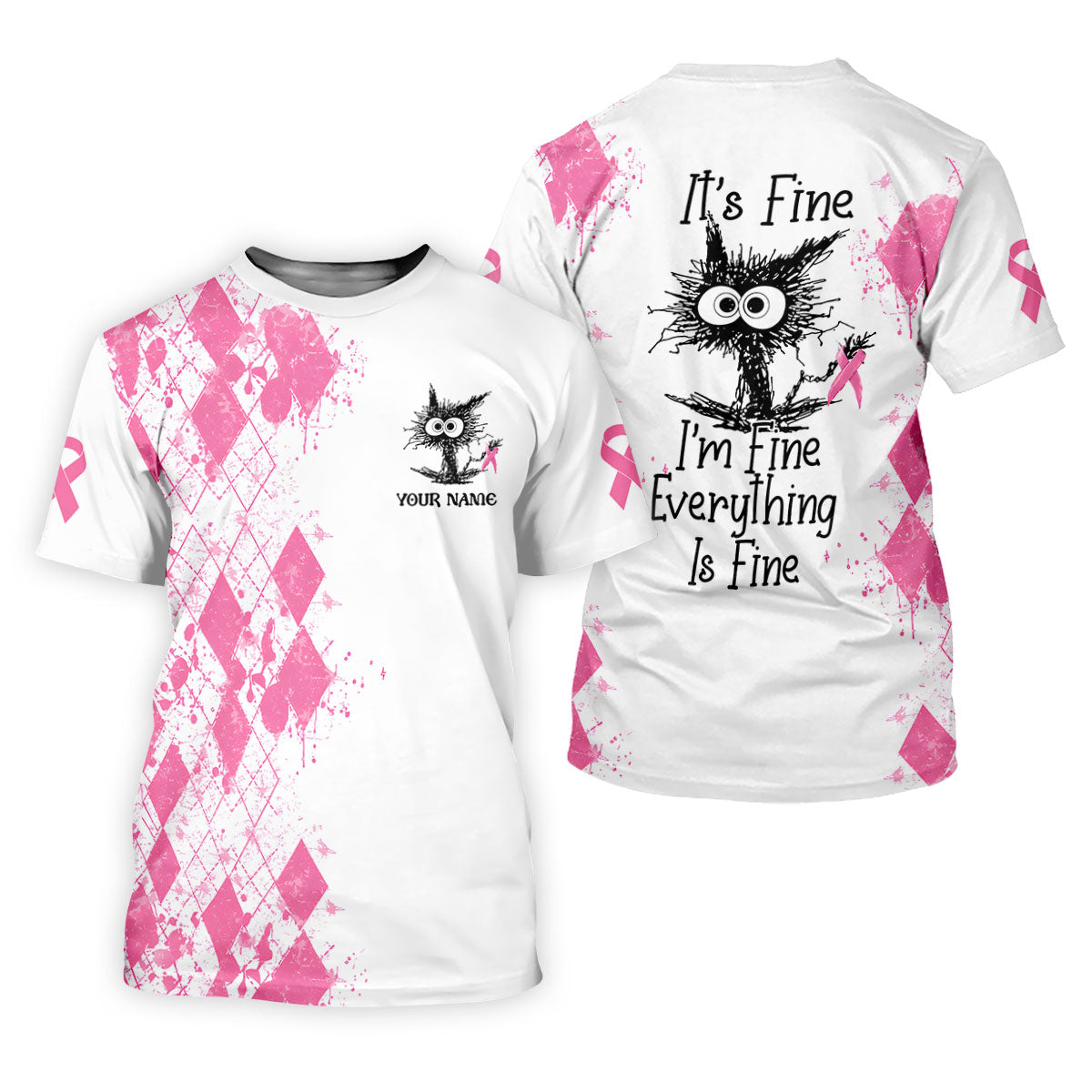 Custom Im Fine Everything Is Fine Breast Cancer Polo Shirt, Womens Golf Tops, Ladies Golf Tops