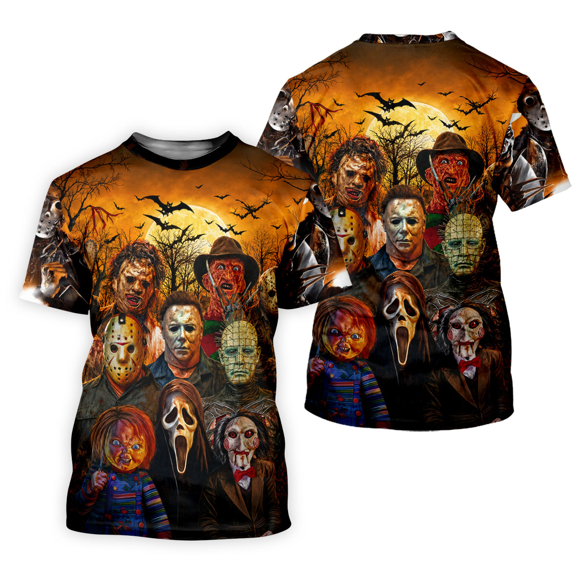 Halloween Horror Character Hawaiian Golf Shirt, Women’s Golf Tops, Golf Shirts For Women
