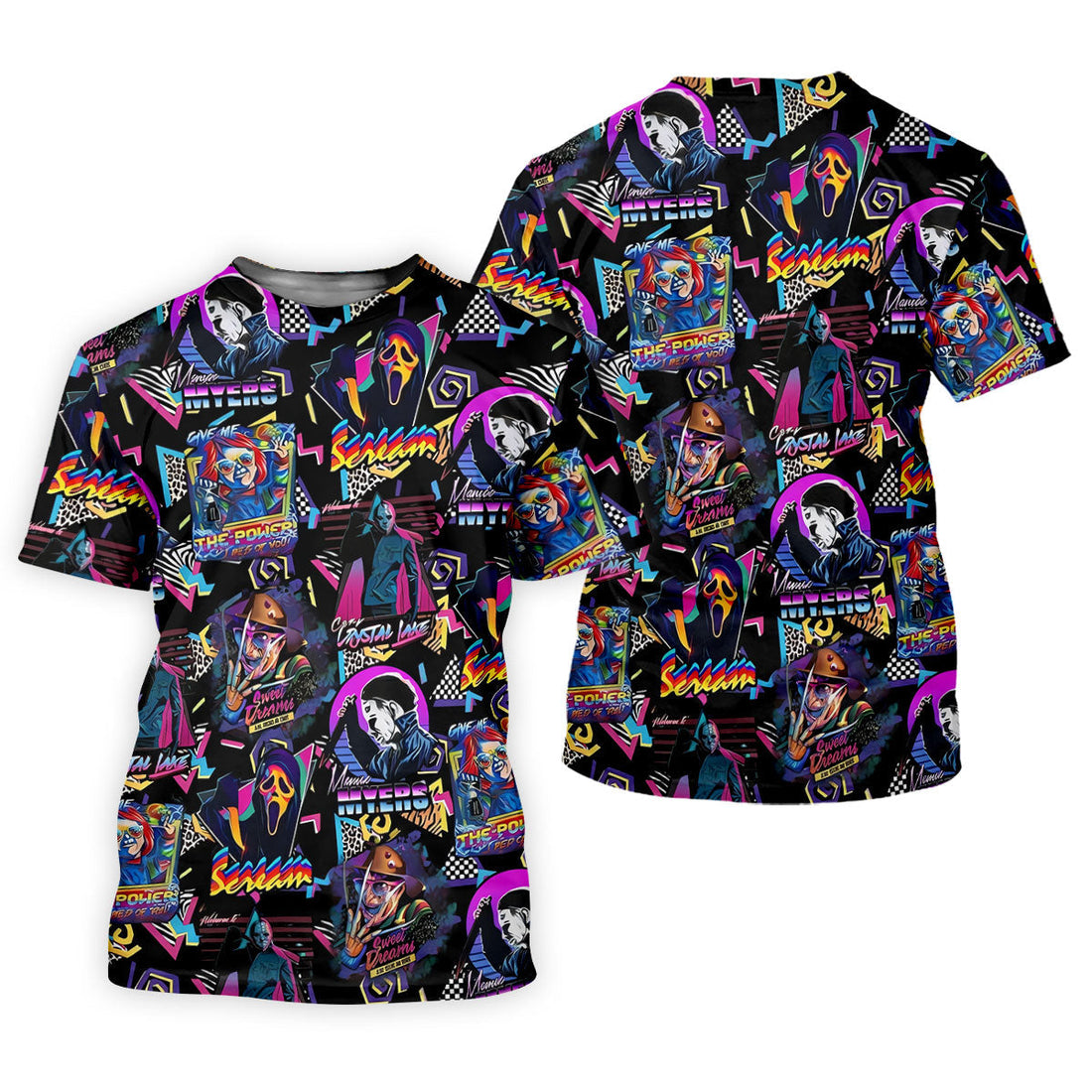 Retro Halloween Horror Character Hawaiian Golf Shirt, Women's Golf Tops, Golf Shirts For Women