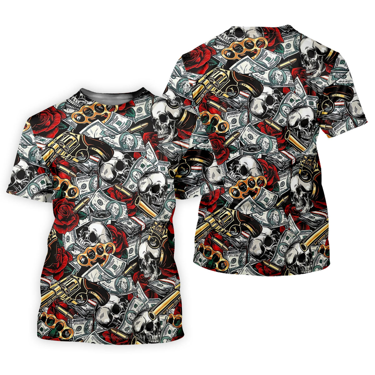 Black Skull Cash Rose Western Pattern Golf Polo Shirt, Ladies Golf Shirts, Women's Golf Apparel