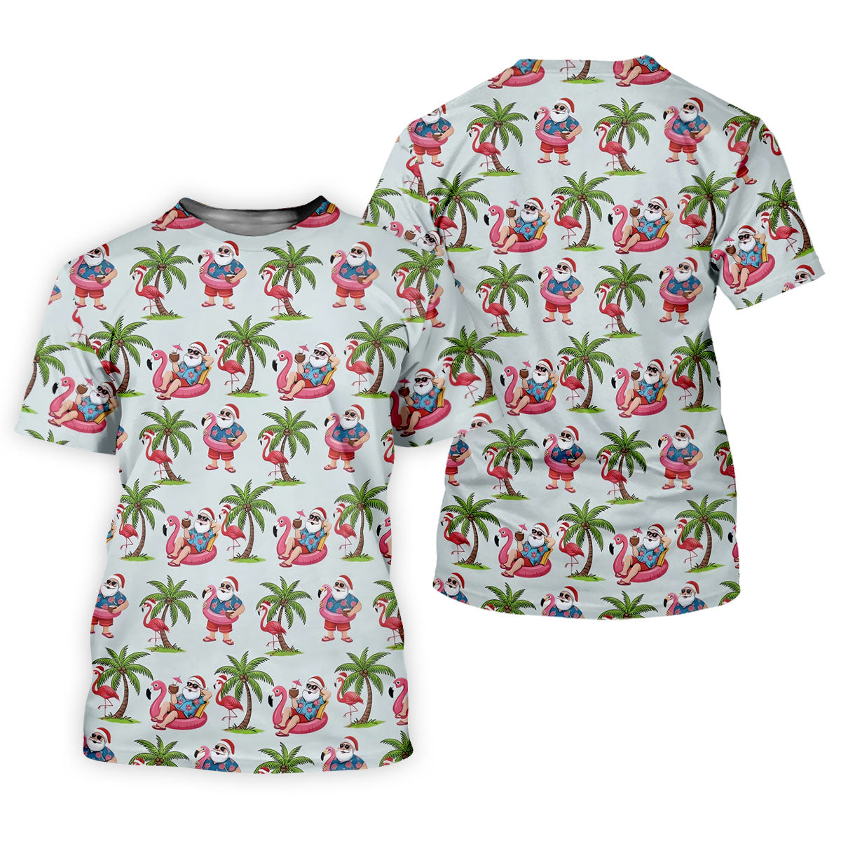 Tropical Santa Flamingo Beach Golf Polo, Ladies Golf Shirt, Performance Golf Shirt