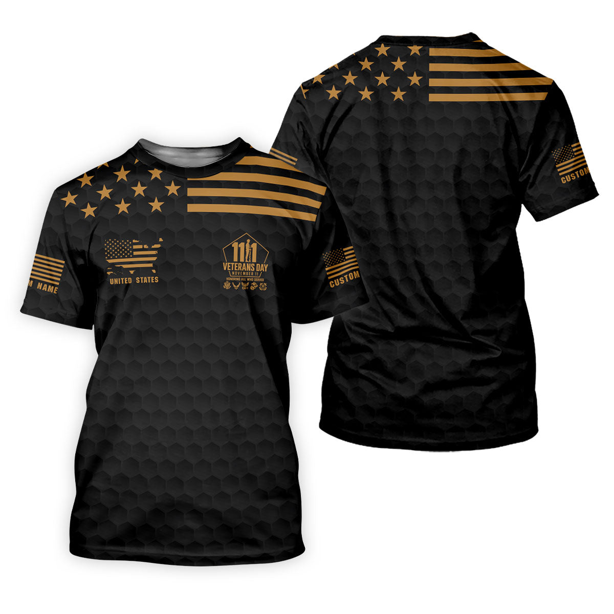Custom Name Gold Star Veterans Day Polo Shirt, Womens Golf Polo, Golf Tops For Women