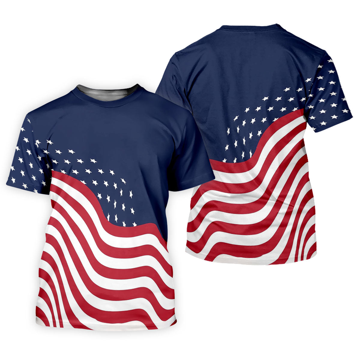 Red White Blue Wavy Stripes And Stars 4th Of July Patriotic Golf Shirt, 250 Years Golf Shirts For Men