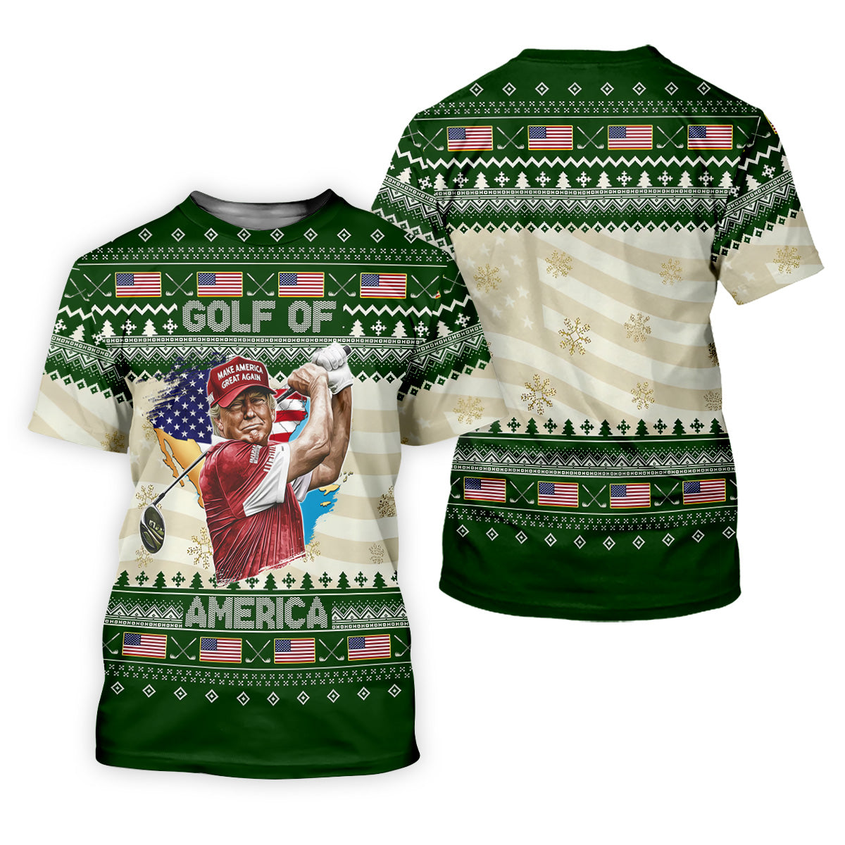 Trump Golf Of America Christmas Golf Shirt Men's Funny Golf Polo Shirts, Unique Gift For Golfer, Christmas Golf Gift