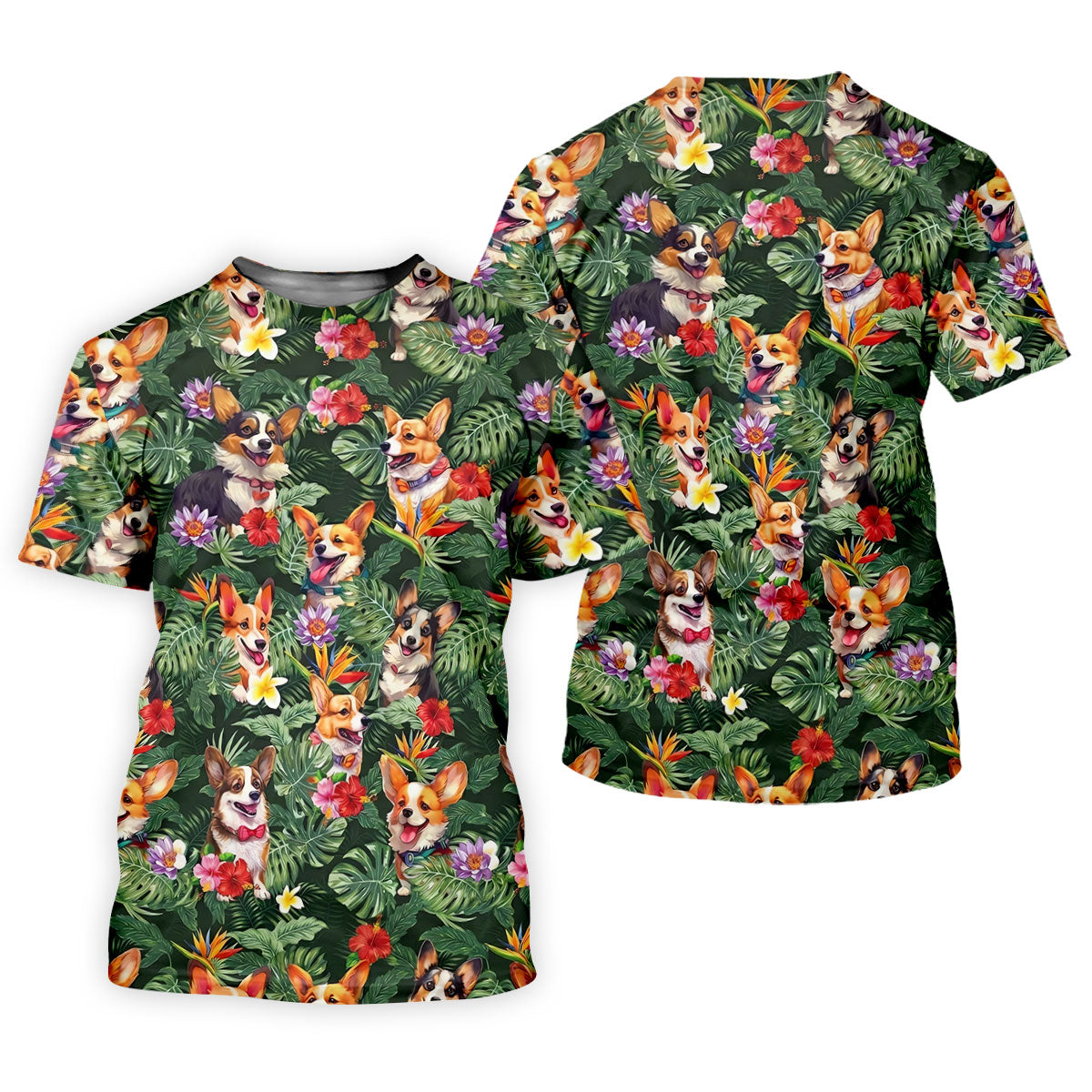 Tropical Corgi Dog Hawaiian Golf Polo Shirt, Hawaiian Golf Shirt, Golf Shirts For Men