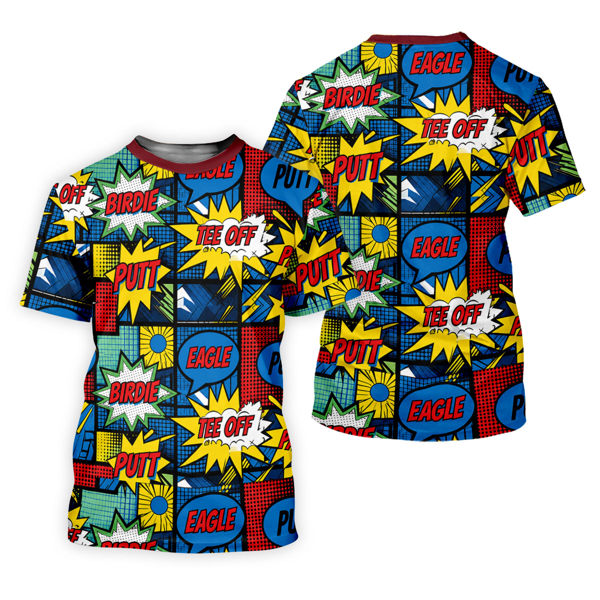 Birdie Tee Off Putt Comic Golf Shirt, Men's Golf Shirt, Golf Apparel For Men