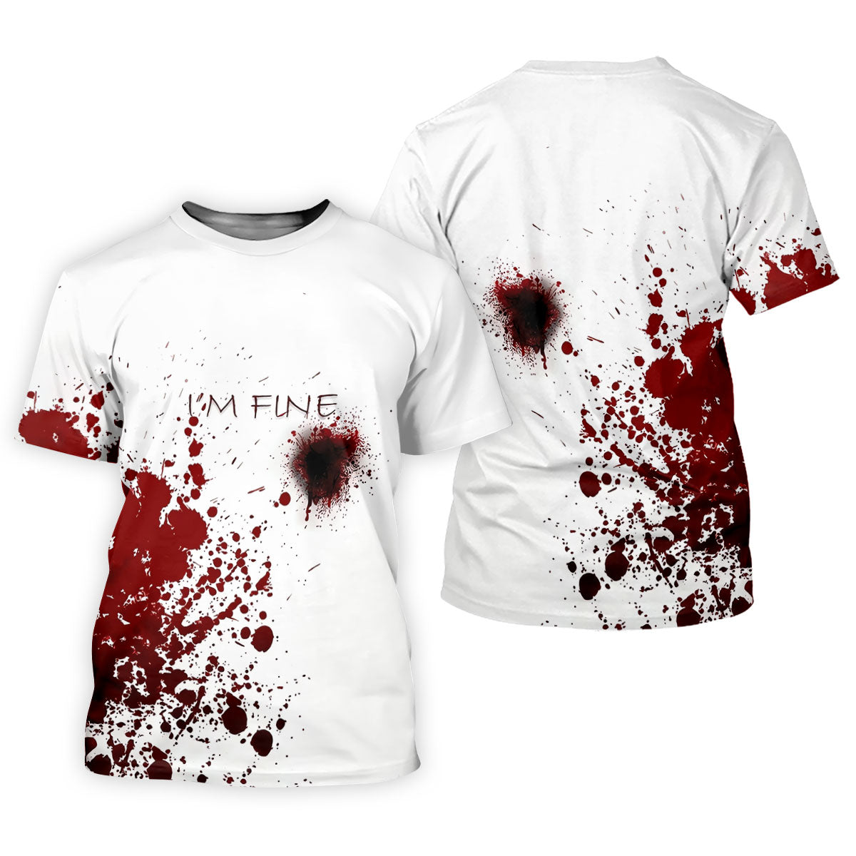I'm Fine Bloody Splatter Horror Halloween Golf Polo Shirt, Mens Golf Shirts, Printed Golf Shirts