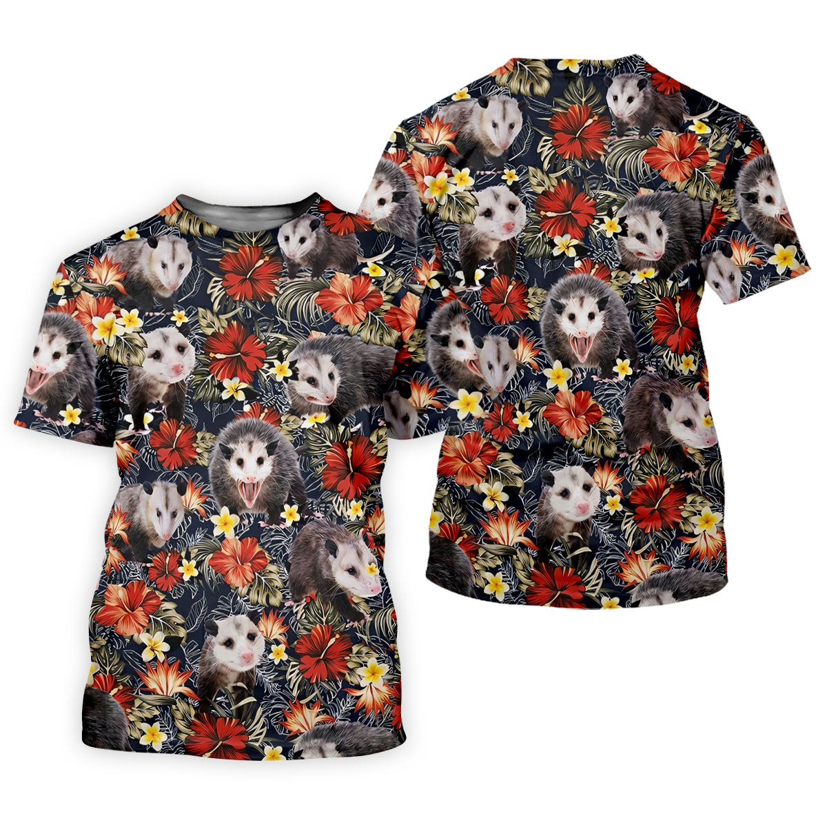 Cute Possums Hibiscus Flowers Golf Polo, Island Foliage Hawaiian Golf Shirt, Golf Tops For Women, Golfing Apparel