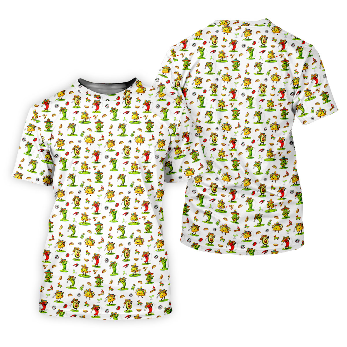 Mexican Cartoon Food Characters Cinco De Mayo Celebration Fiesta Themed White Golf Shirt For Women