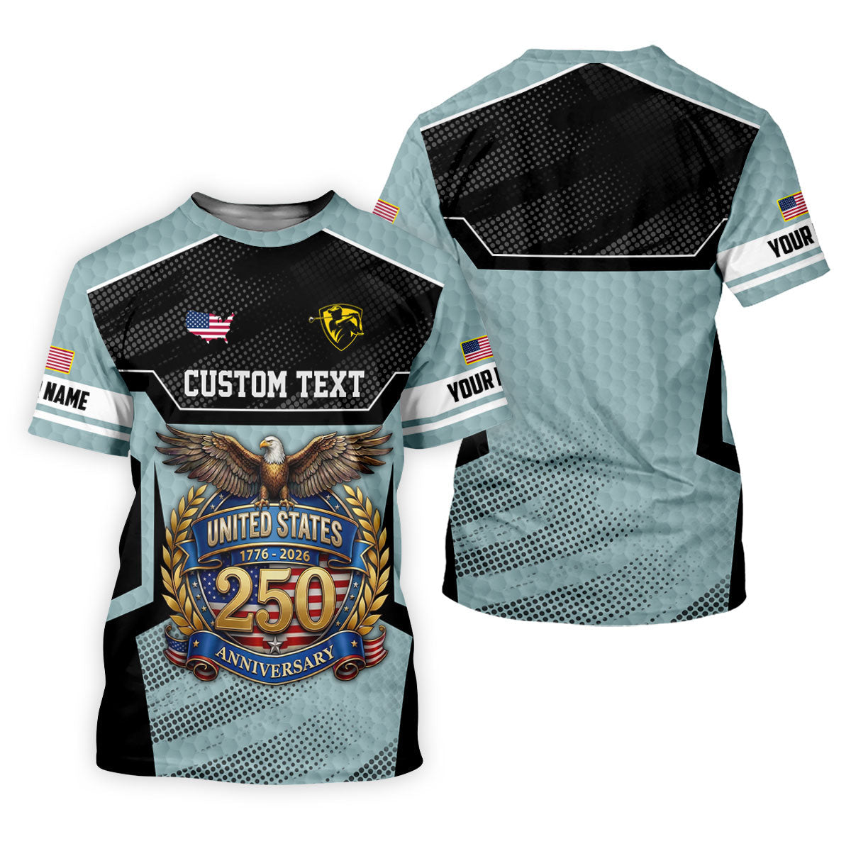 US 250 Anniversary Patriotic 4th Of July Blue Grey Golf Shirt, Polo Shirts For Men, Golf Shirts For Men