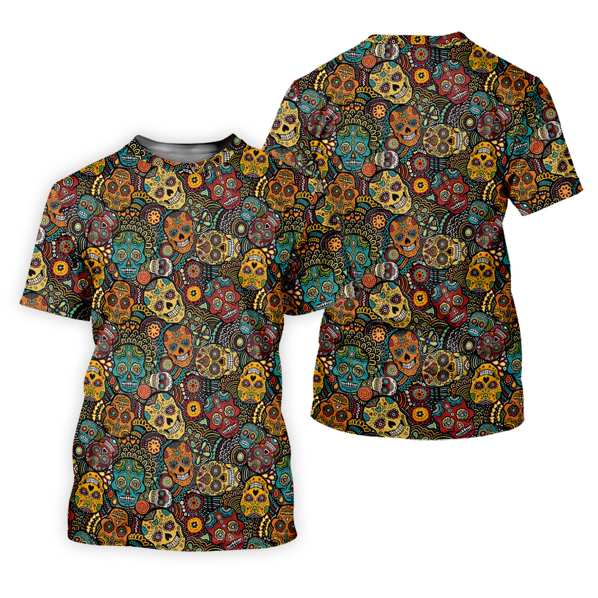 Colorful Sugar Skull Halloween Polo Shirt, Golf Shirts For Women, Women’s Golf Apparel