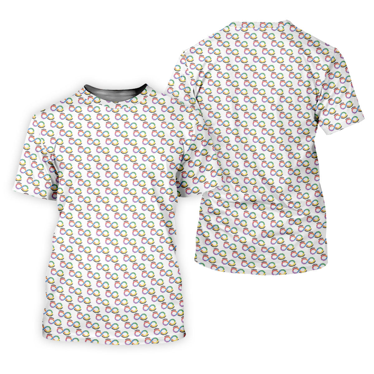 Embrace Neurodiversity Rainbow Infinity Symbol Autism Awareness White Golf Shirt, Golf Shirts For Men