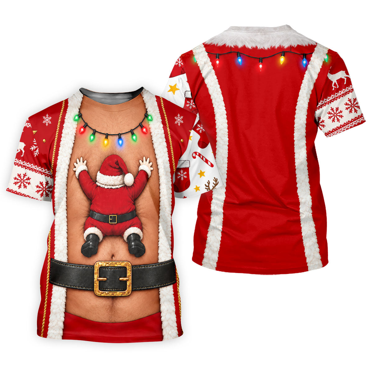 Santa Stuck In Belly Christmas Golf Shirt, Mens Golf Shirts, Golf Apparel For Men