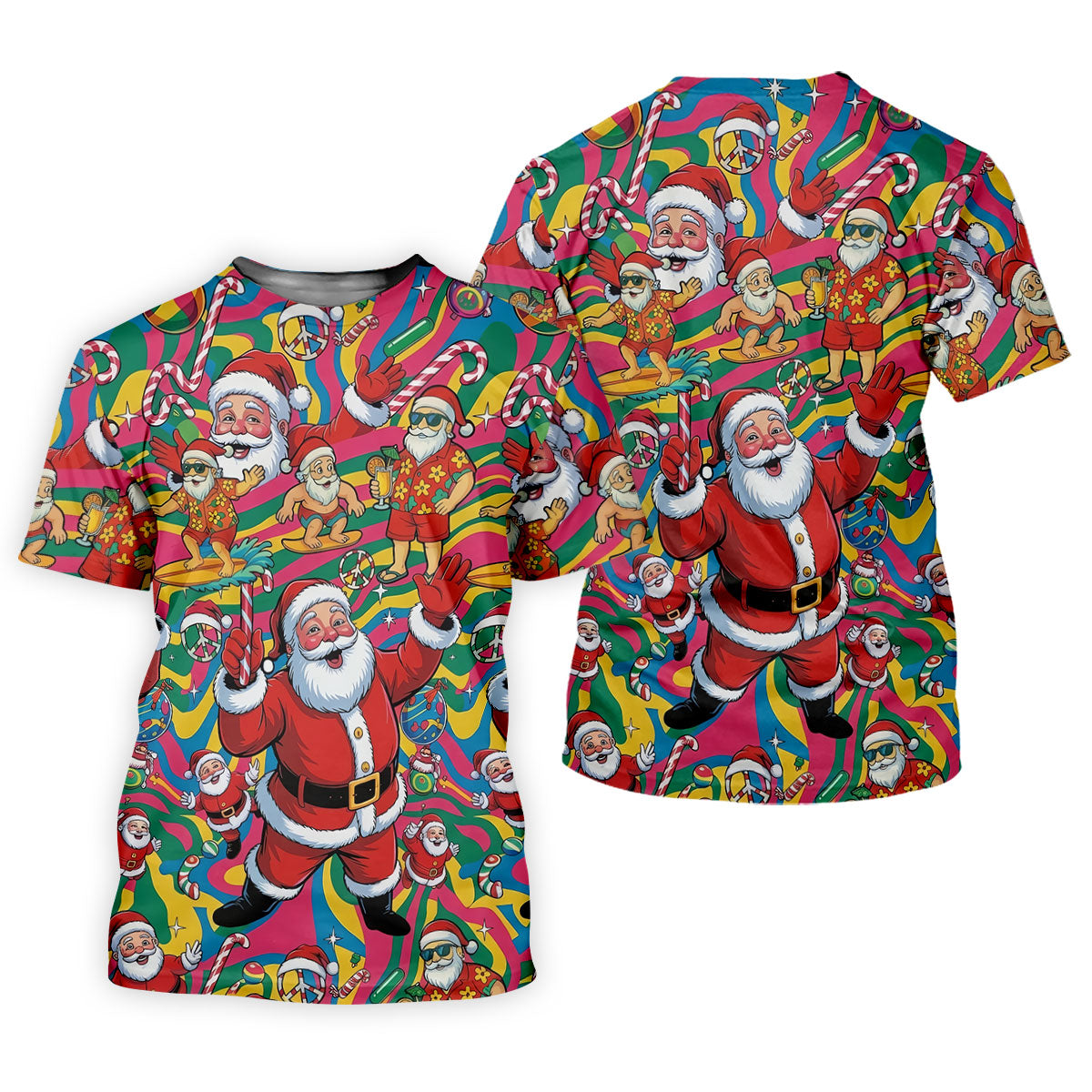 Funny Tropical Santa Christmas Polo Shirt, Womens Golf Polo, Christmas Shirts For Women
