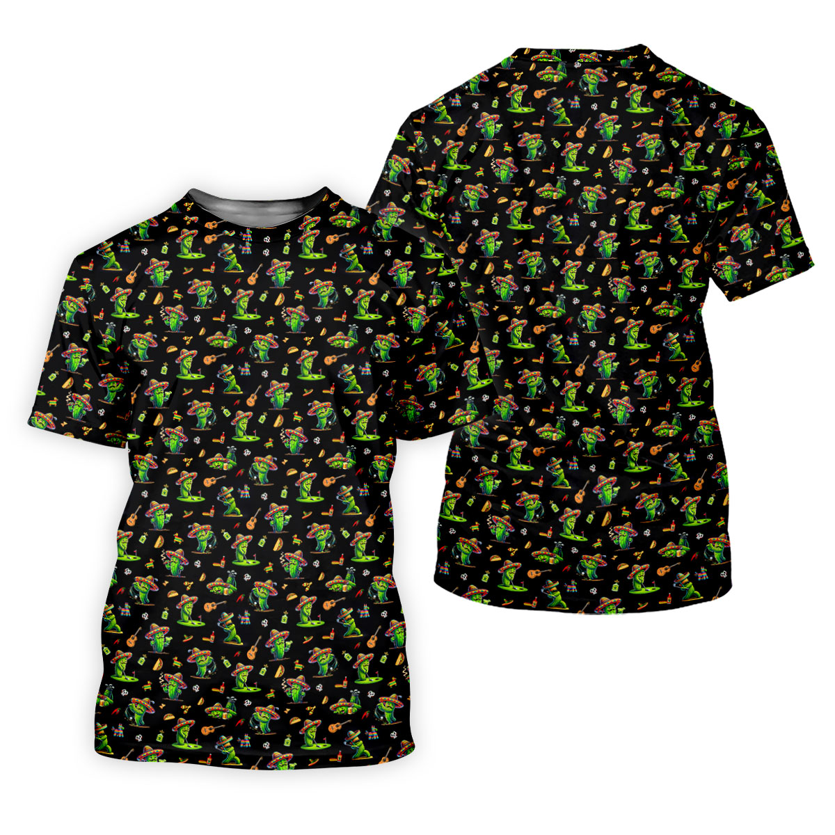 Cartoon Mustach Funny Cactus Cinco De Mayo Celebration Fiesta Themed Black Golf Shirt For Women