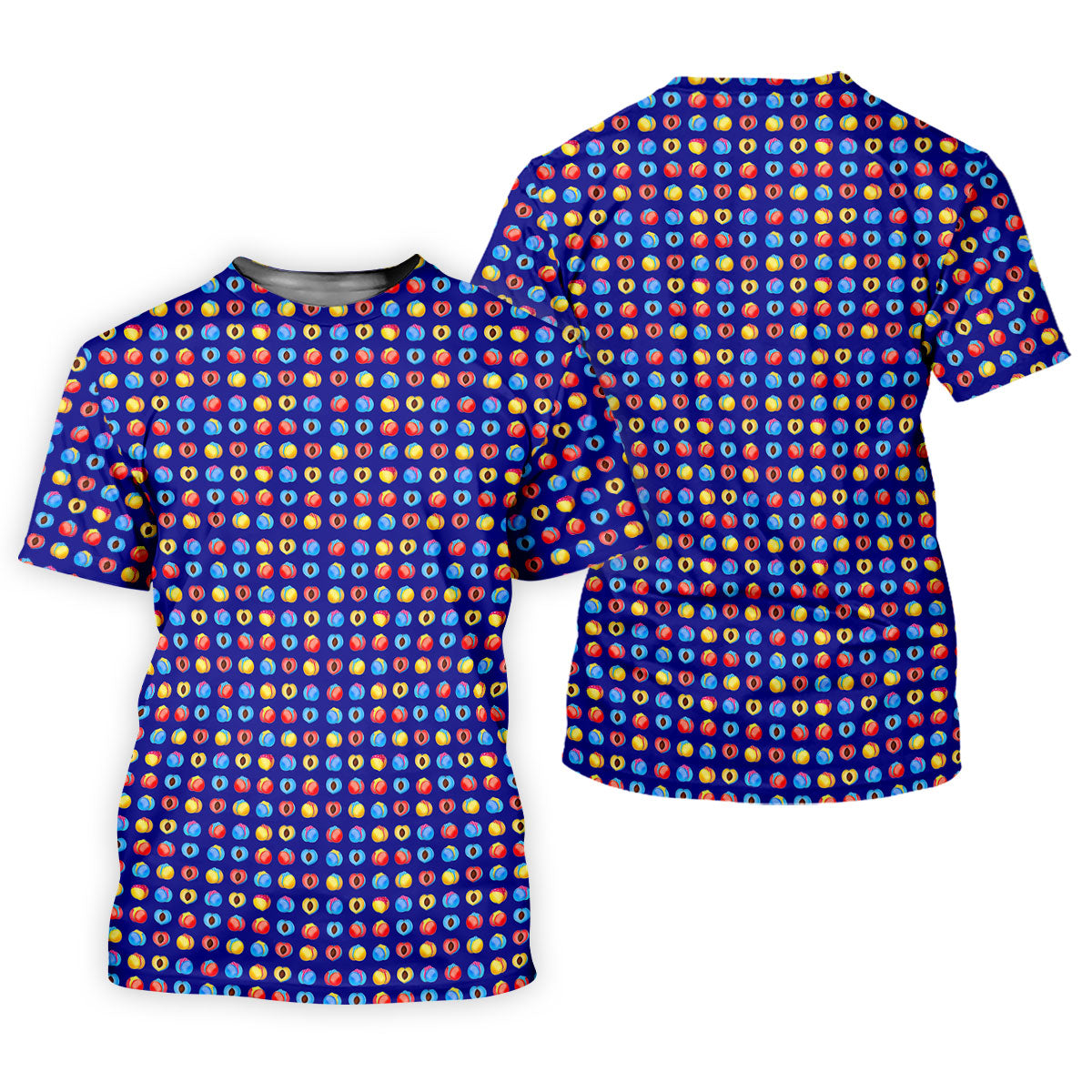 Funny Peach Emoji Pattern Golf Polo Shirt, Men's Golf Polo Shirt, Novelty Golf Shirts For Men
