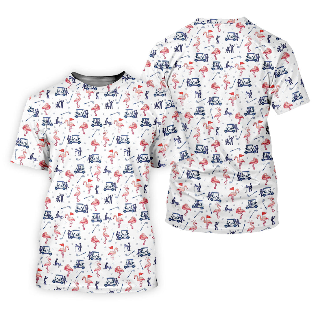 Flamingo Funny Golf Pattern Polo Shirt, Women's Golf Polo, Performance Golf Shirt