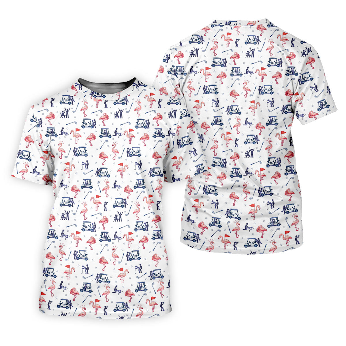Flamingo Funny Golf Pattern Polo Shirt, Women's Golf Polo, Performance Golf Shirt