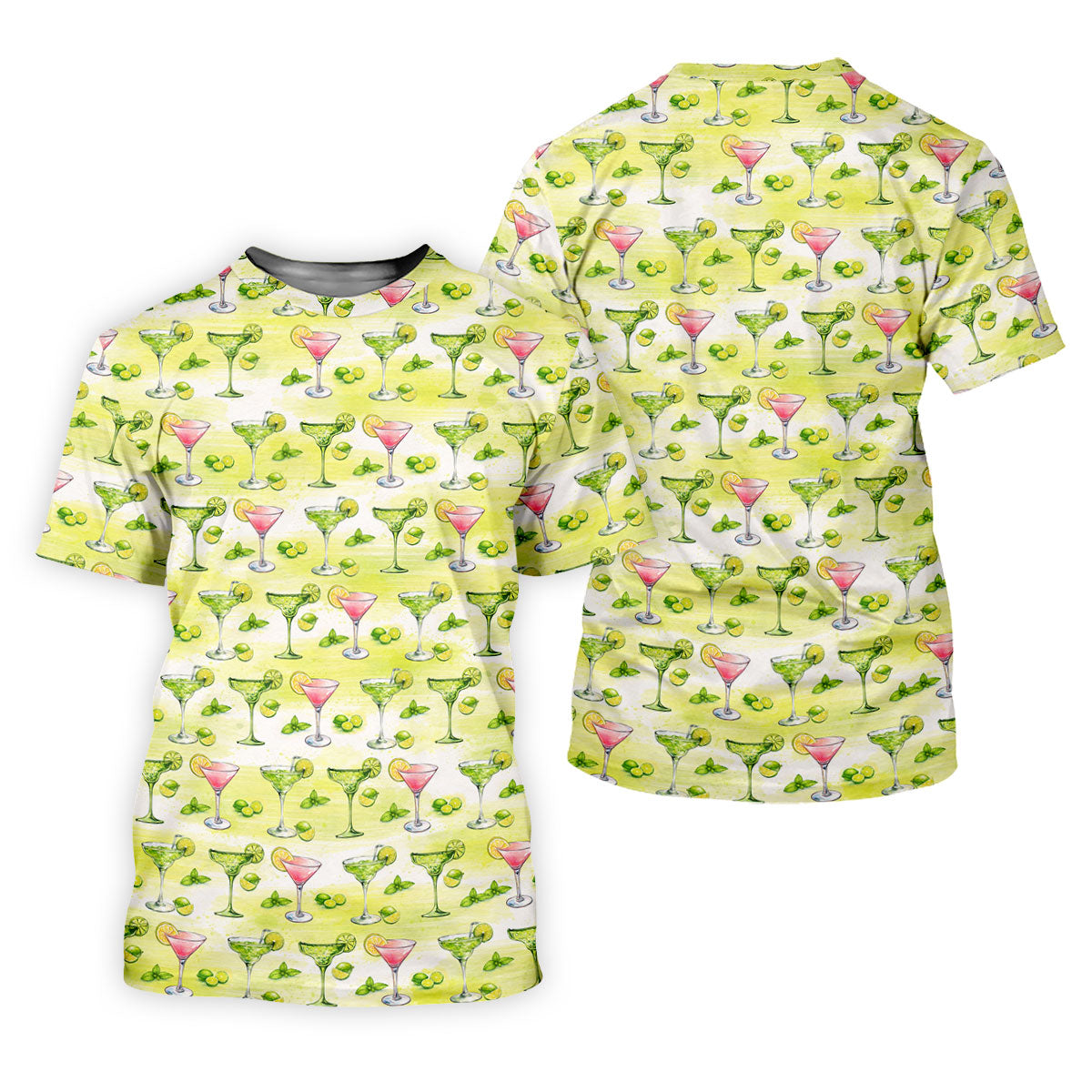Vintage Margarita Cocktail Lime Pattern Golf Shirt, Mens Golf Shirts, Golf Apparel For Men