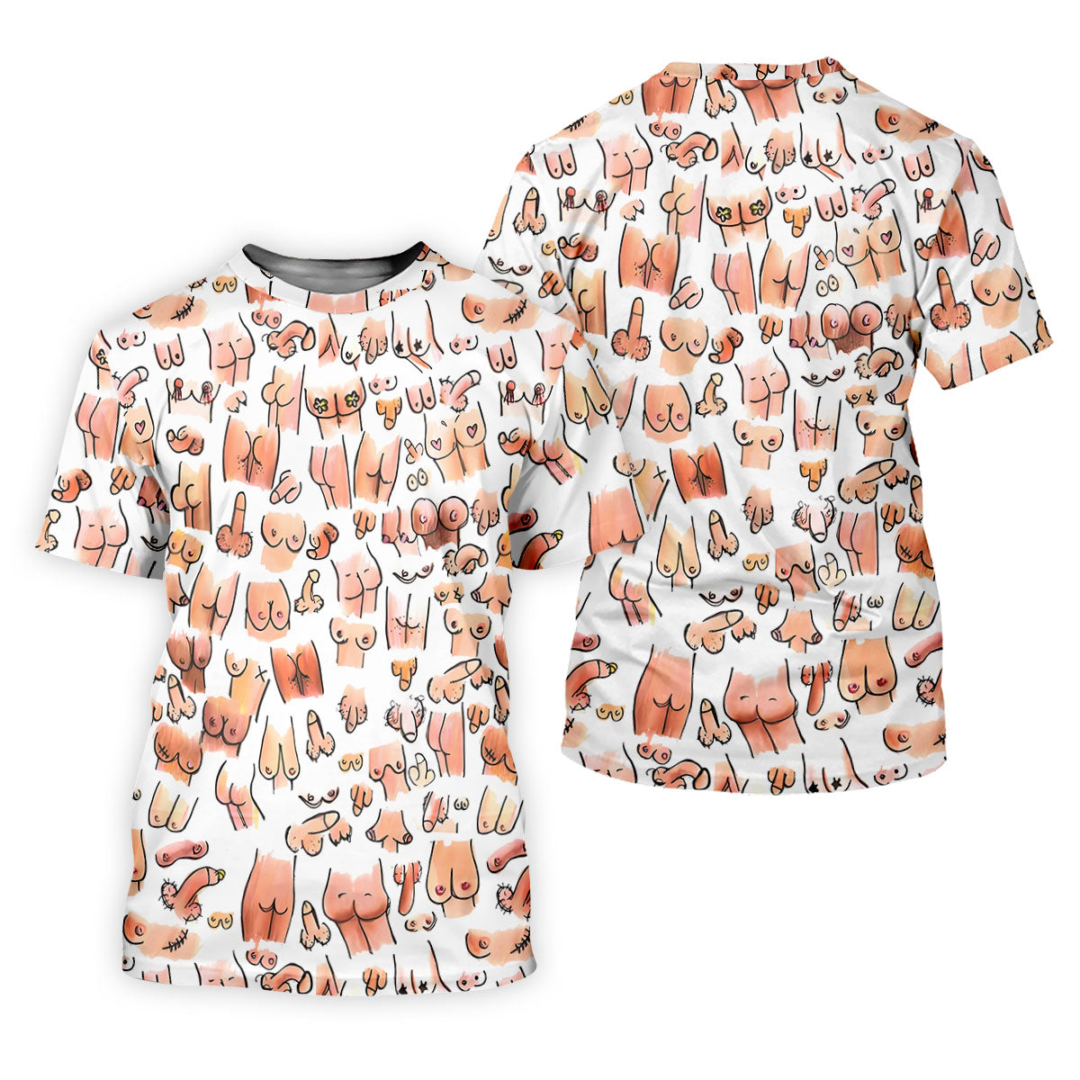 Funny Adult Body Parts Pattern Shirt, Mens Golf Polo, Printed Golf Shirts