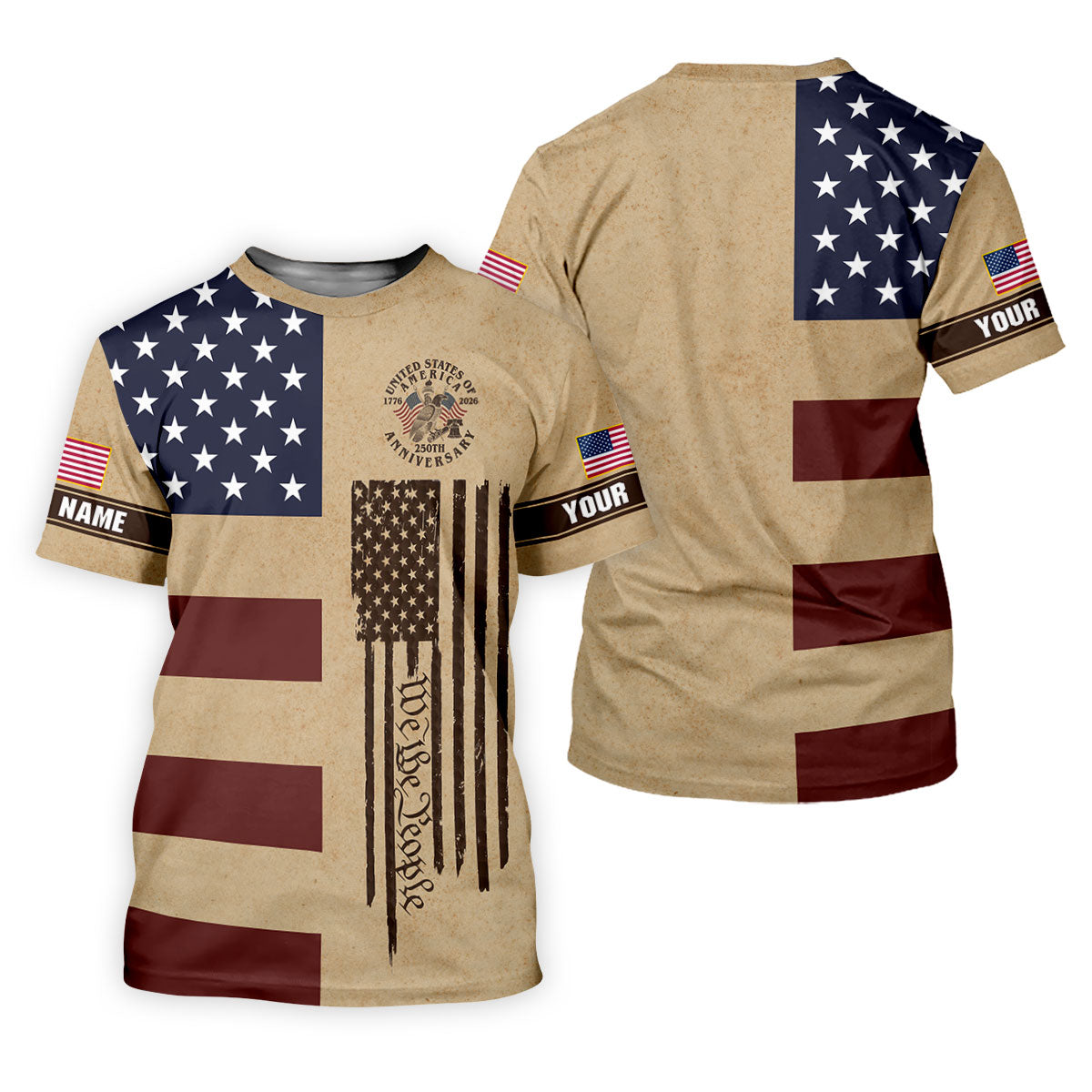 We The People 250th Anniversary Retro Golf Shirt, Patriotic 4th Of July Golf Shirts For Men
