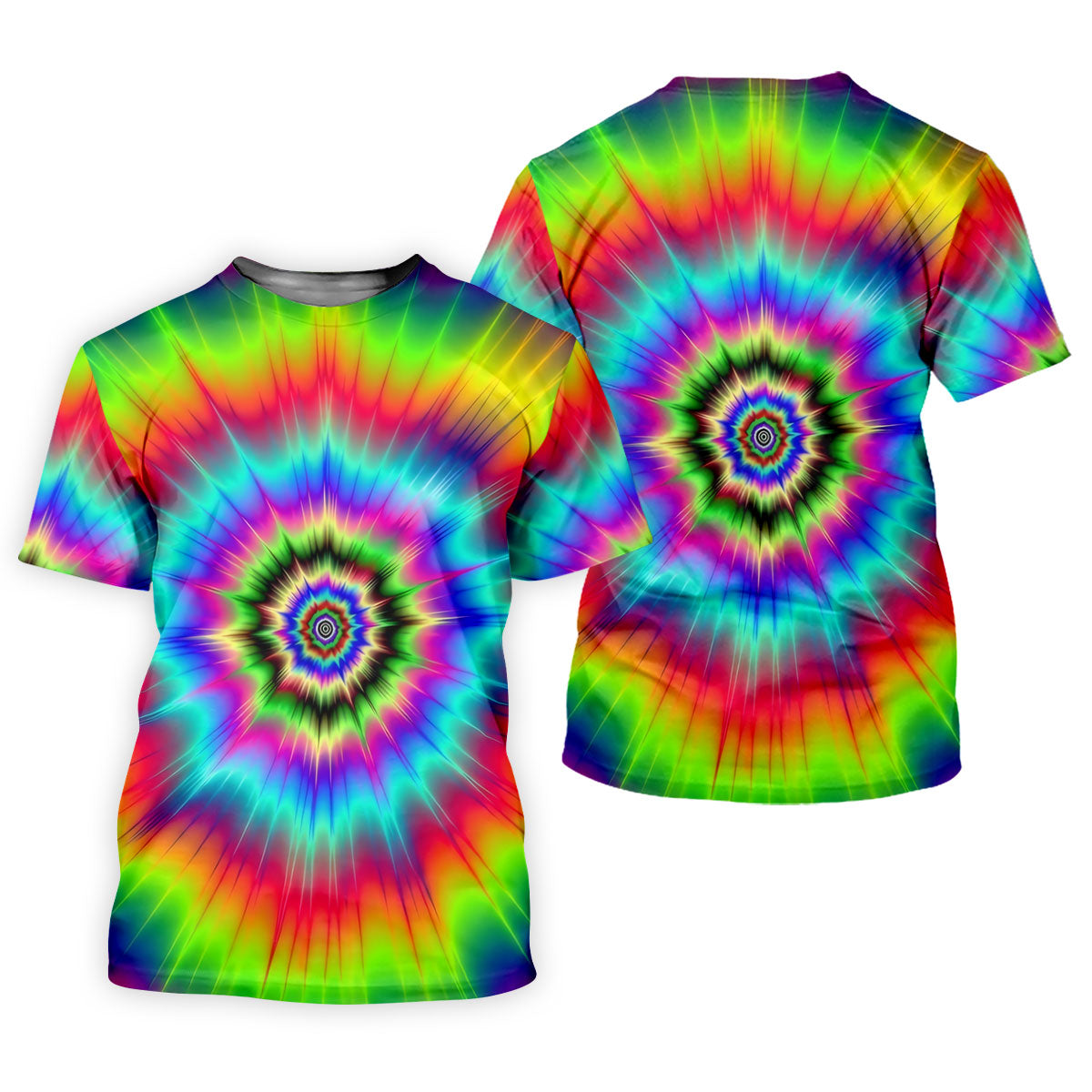 Rainbow Tie Dye Golf Shirt, Psychedelic Spiral Burst Pattern, Golf Shirt For Women