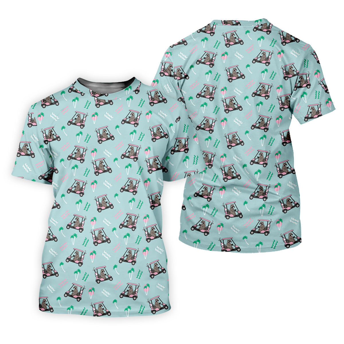 Funny Raccoon Golf Cart Tropical Polo Shirt, Hawaiian Golf Shirt, Ladies Golf Tops