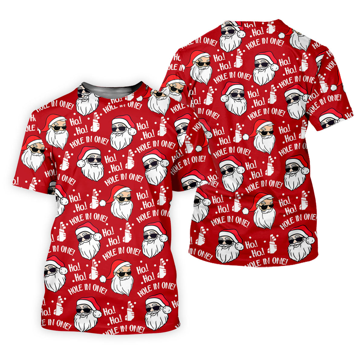 Ho Ho Hole In One Funny Santa Red Christmas Golf Tops For Men, Christmas Golf Shirt, Polo Shirts For Men