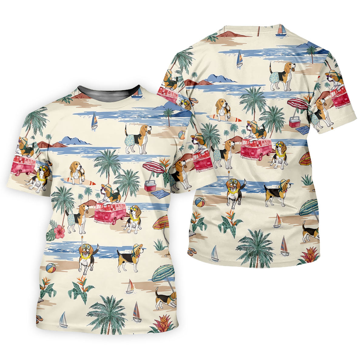 Cute Beagle Beach Vacation Tropical Golf Polo Shirt, Golf Shirts For Women, Women's Golf Apparel