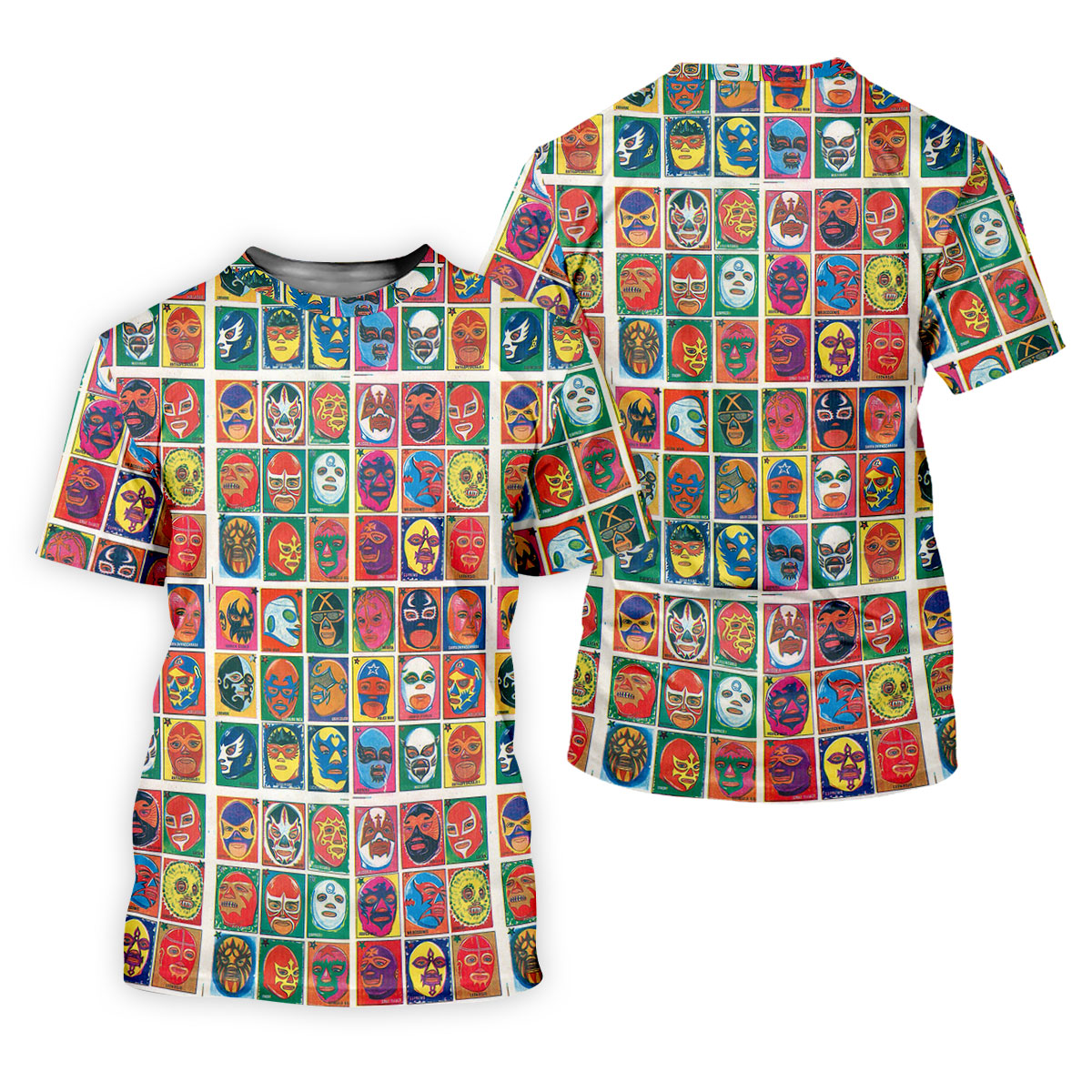 Lucha Libre Mask Grid Pattern Golf Tops For Men, Cinco De Mayo Celebration Golf Shirts For Men