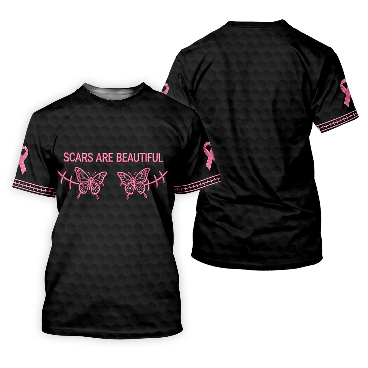 Scars Are Beautiful Ribbon Breast Cancer Polo Shirt, Men's Golf Shirt, Mens Golf Polo