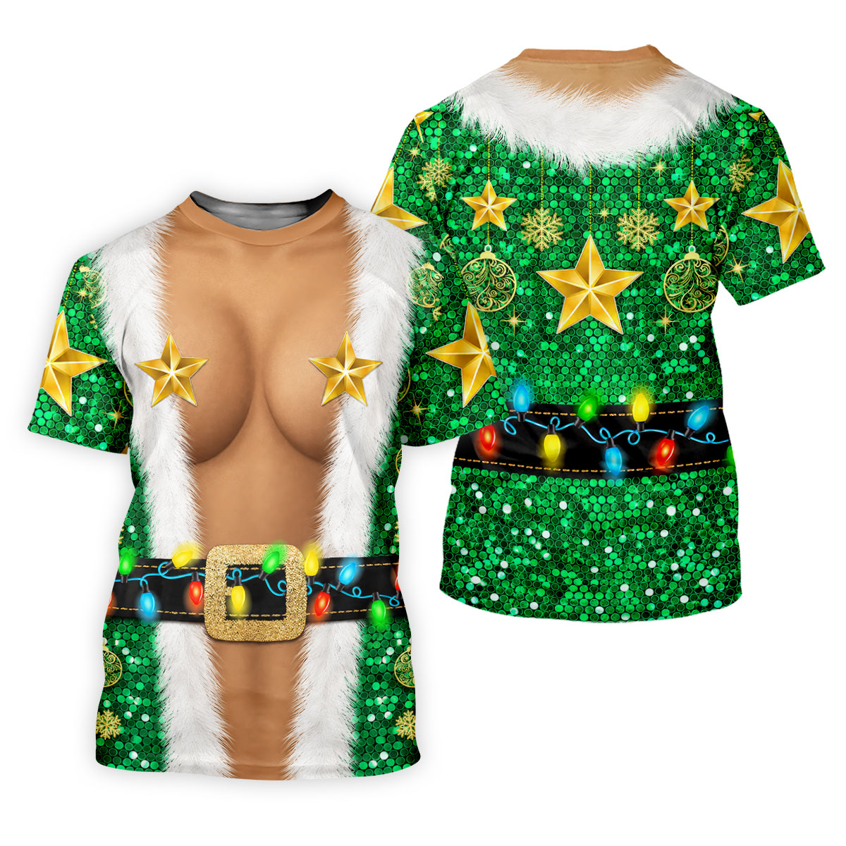 Green Santa Gold Stars Christmas Golf Polo Shirt, Ladies Golf Shirt, Women’s Golf Apparel