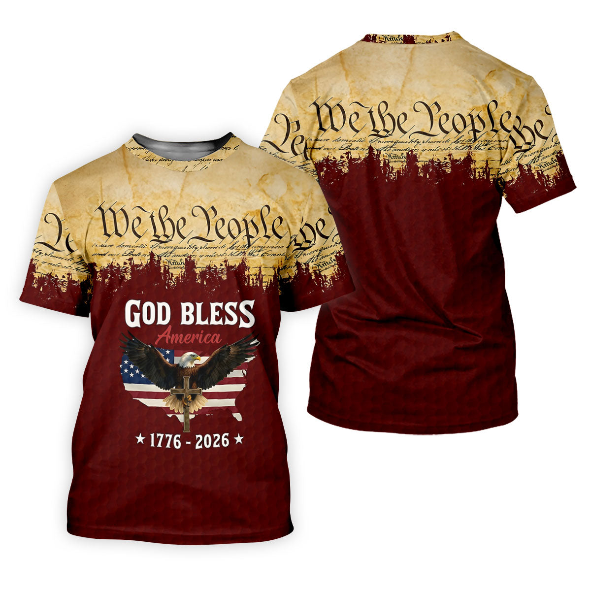 We The People God Bless America Patriotic Golf Shirt, 250 Years 4th Of July Golf Shirts For Men