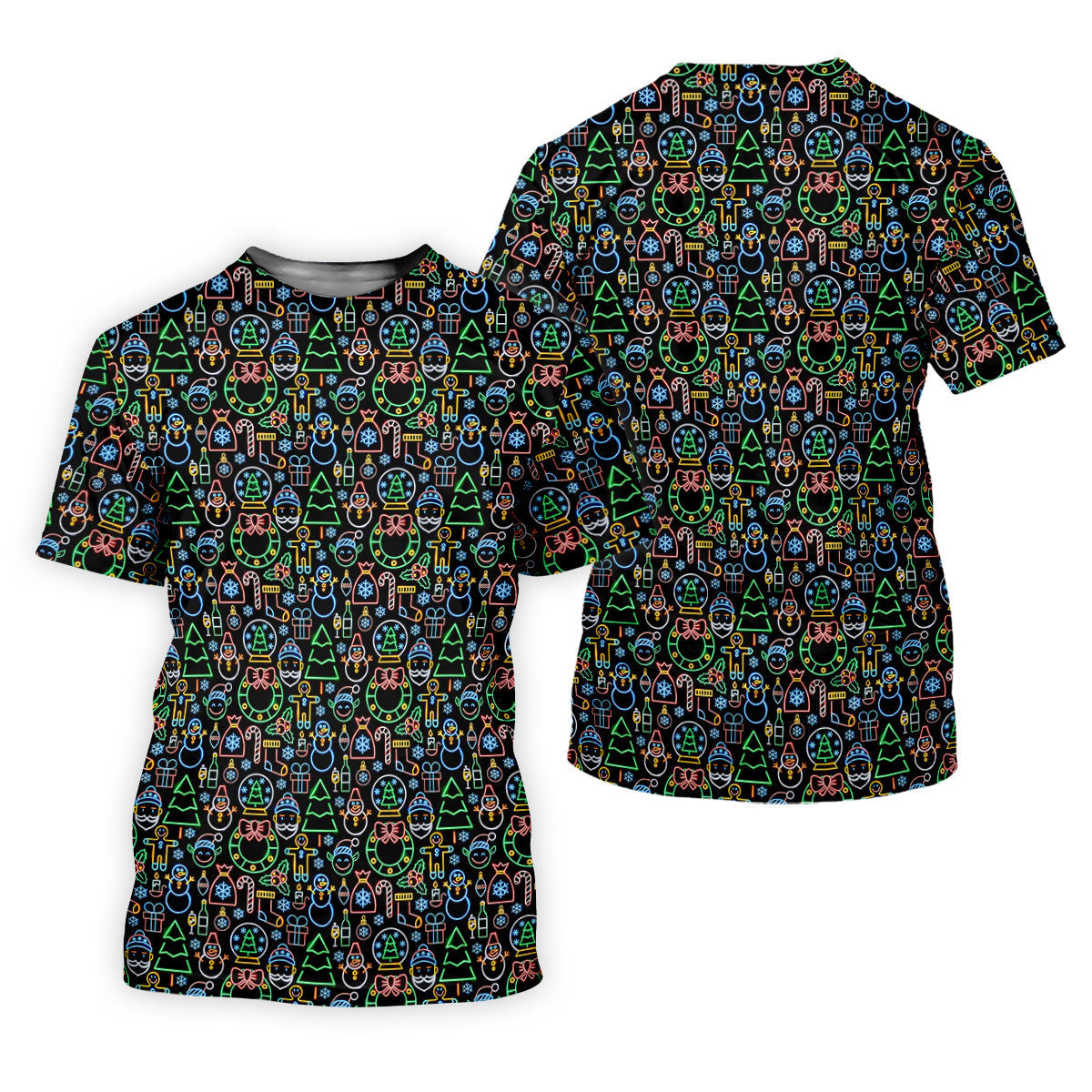 Neon Christmas Retro Style Men's Golf Polo Shirts, Christmas Golf Shirt, Polo Shirts For Men