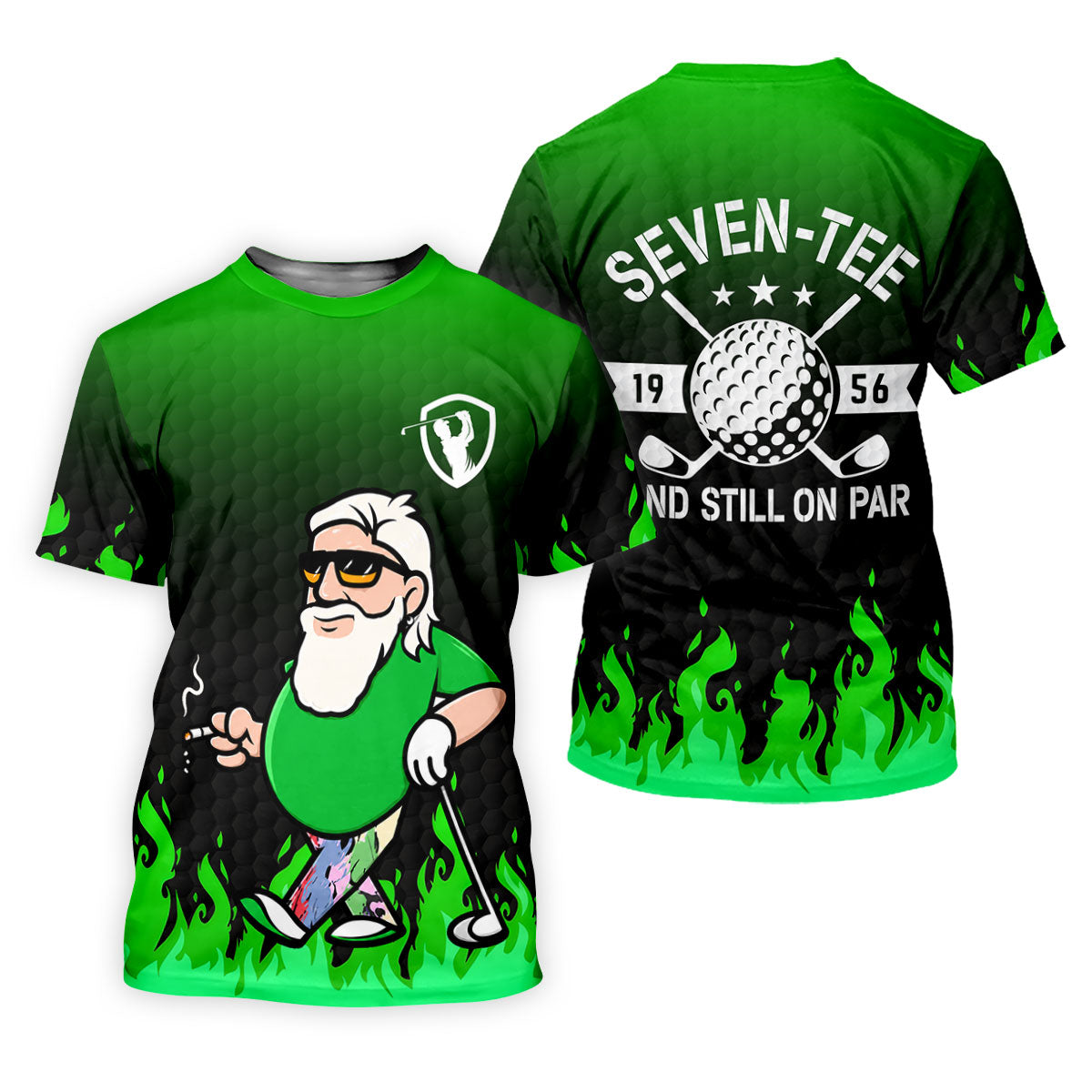 Cool Bearded Golfer Cartoon Women's Golf Tops, Golf Polo For Women, Women’s Golf Apparel