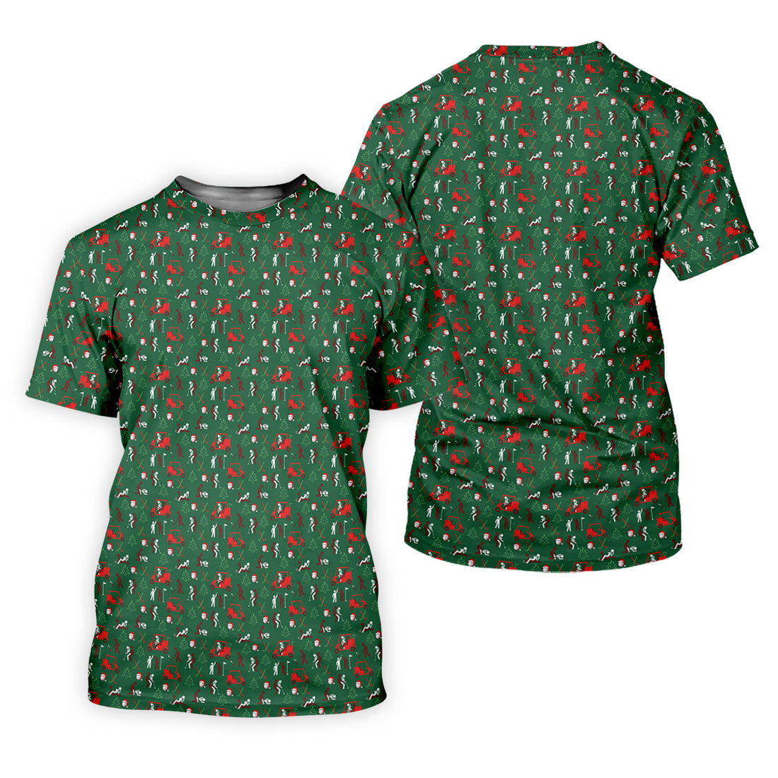 Christmas Golf Cart and Golfer Polo Shirt, Golf Polo Shirts For Men, Mens Golf Shirts