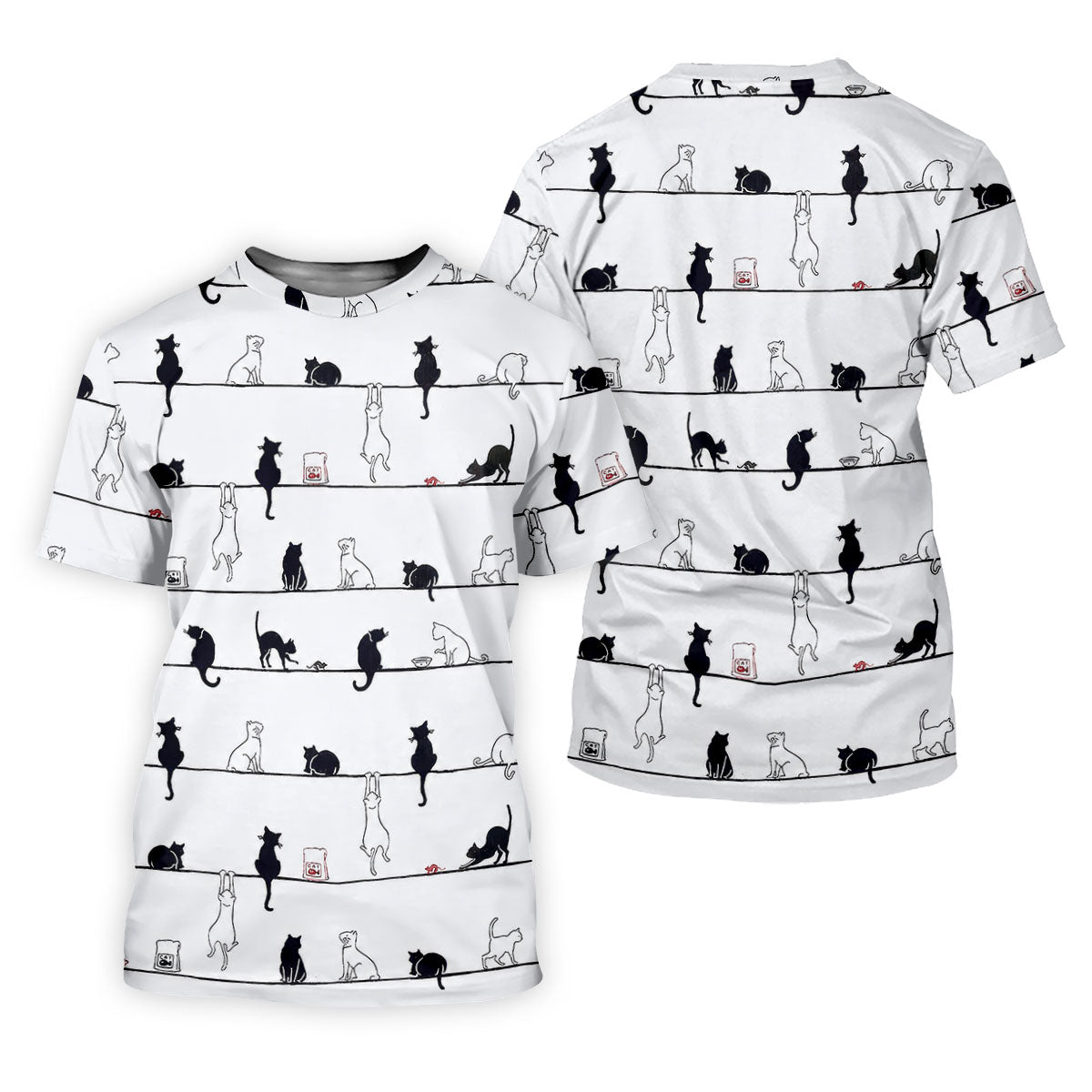Cute Black and White Cats Pattern Golf Shirt, Men's Golf Shirt, Golf Polo Shirts For Men