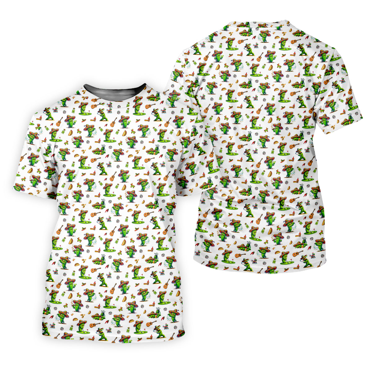 Cartoon Mustach Funny Cactus Cinco De Mayo Celebration Fiesta Themed White Golf Shirt For Women