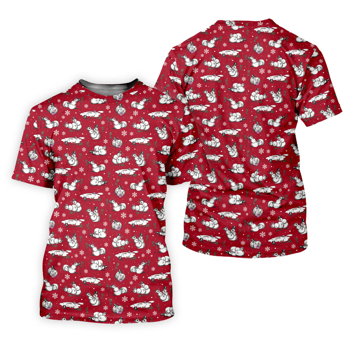Funny Snowman Naughty Couple Red Golf Shirt, Christmas Golf Shirt, Golf Gift For Him, Polo Shirts For Men