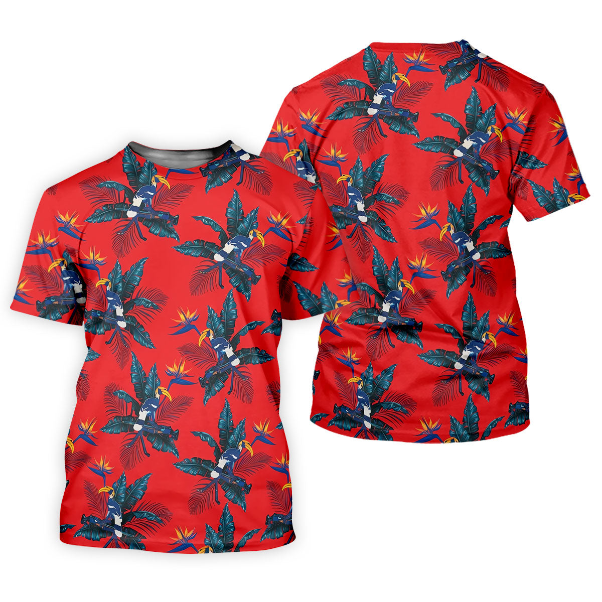 Tropical Toucan Bird Of Paradise Flower Hawaiian Golf Shirt, Summer Vibe Golf Shirts For Men